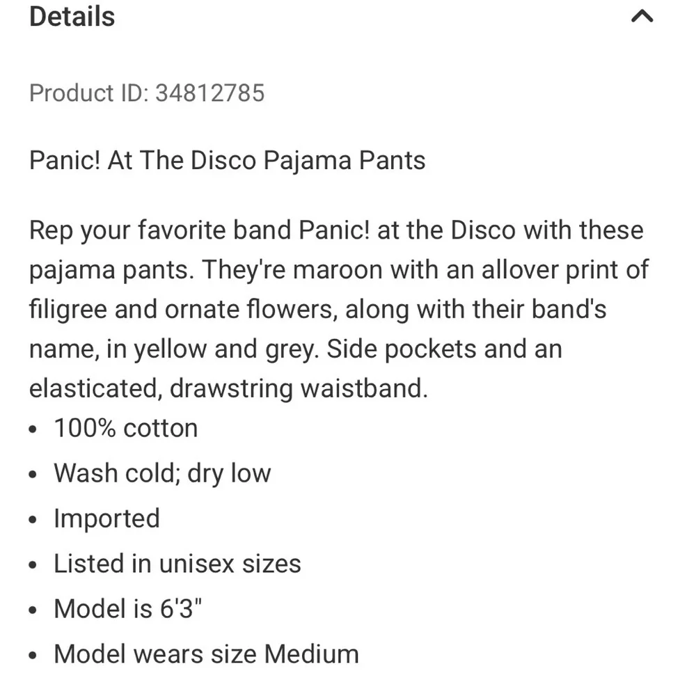 Panic! At The Disco Lounge Pants New With Tags